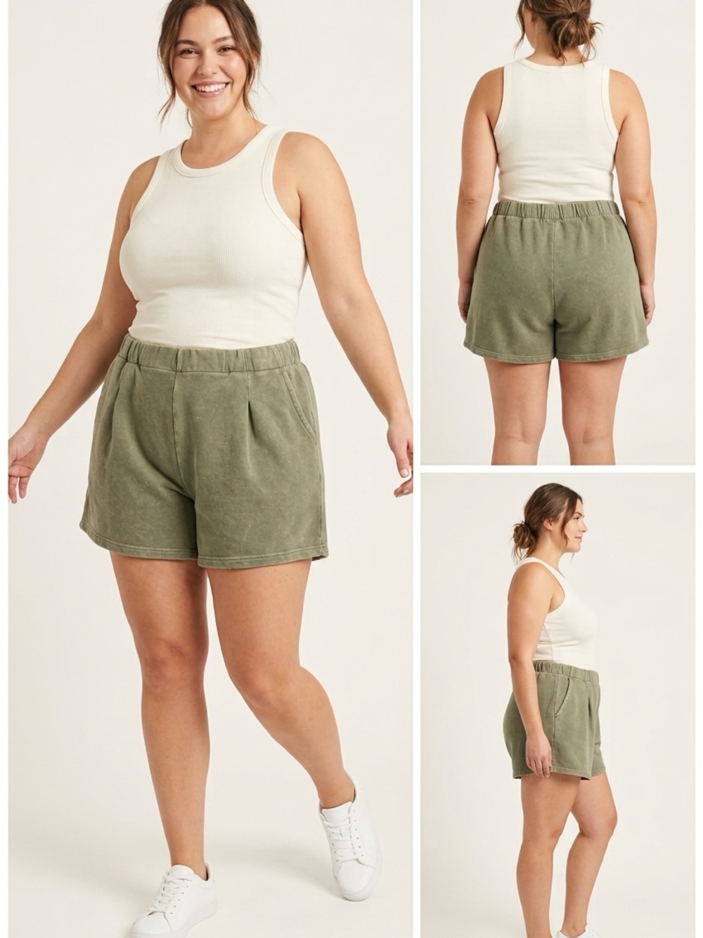 aerie Olive Pull-On Terry Shorts